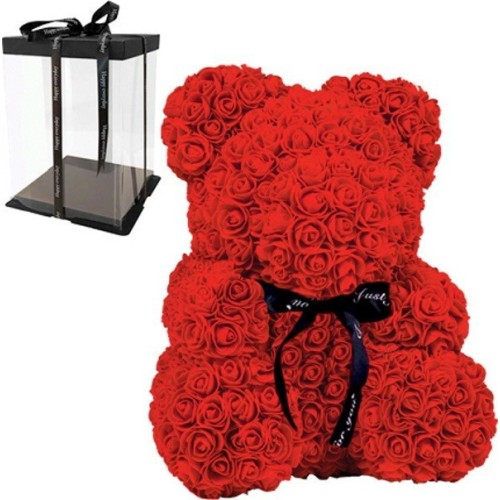 Fly Digital Αρκουδάκι από Τεχνητά Τριαντάφυλλα Teddy Bear Roses Κόκκινο 25cm Σε Κουτί 56170