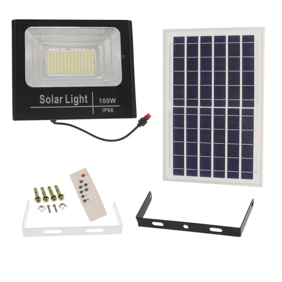 Στεγανός Ηλιακός Προβολέας LED 100W Ψυχρό Λευκό 6500K με Τηλεχειριστήριο IP66 JT-BJ100W-TZ - OEM