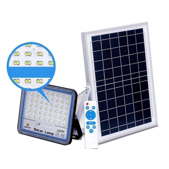 Ηλιακός Προβολέας LED 200W με Αισθητήρα Φωτός και Τηλεχειριστήριο JT200W