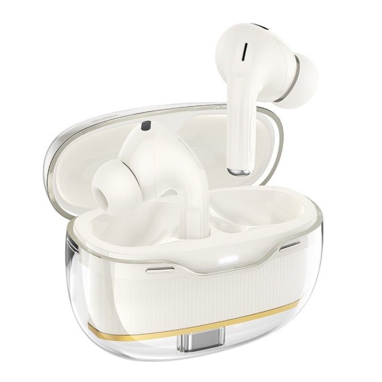 Hoco EW54 Rayo In-ear Bluetooth Handsfree Ακουστικά με Θήκη Φόρτισης Milky White