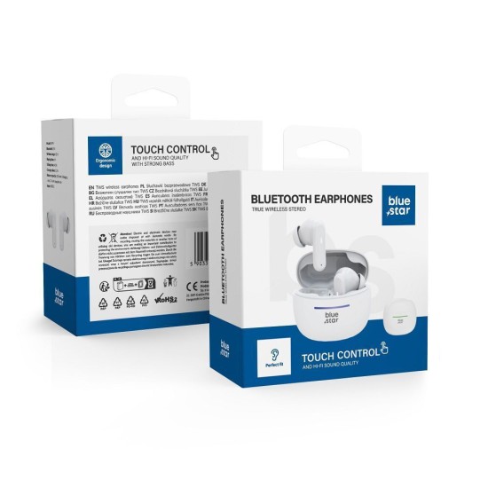 Blue Star BK44 TWS Ακουστικό Bluetooth 5.4 (white) Blue Star BK44 TWS Ακουστικό Bluetooth 5.4 (white)