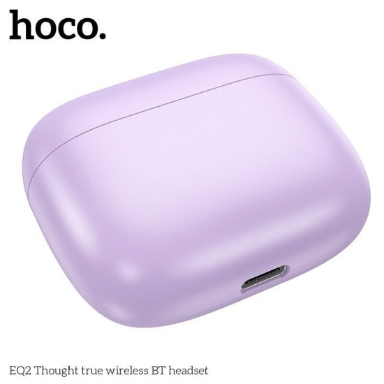Hoco EQ2 In-ear Bluetooth Handsfree Ακουστικά με Θήκη Φόρτισης Μωβ