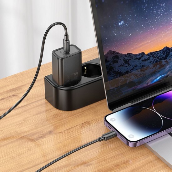 HOCO wall charger Type C + cable Type C to Lightning PD QC 30W N62 black