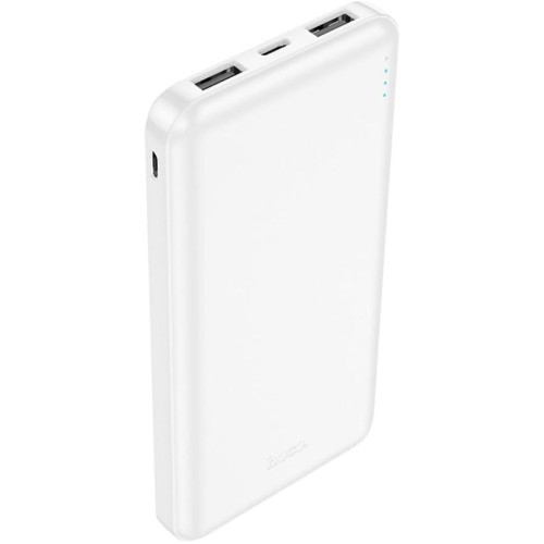 Hoco J100 Power Bank 10000mAh με 2 Θύρες USB-A Λευκό