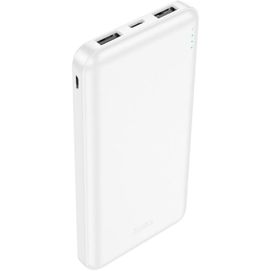 Hoco J100 Power Bank 10000mAh με 2 Θύρες USB-A Λευκό