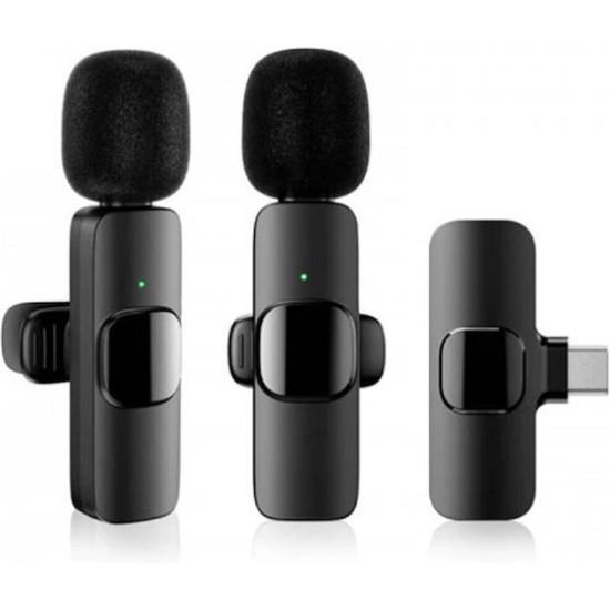 Apexel K9 USB Type-C Set Σετ Ασύρματο Πυκνωτικό Μικρόφωνο Πέτου, Clip On Apexel K9 USB Type-C Set Σετ Ασύρματο Πυκνωτικό Μικρόφωνο Πέτου, Clip On