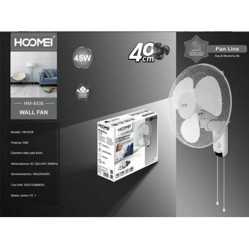 Hoomei Επιτοίχιος Ανεμιστήρας 45W με Διάμετρο 40cm HM-8338 Hoomei Επιτοίχιος Ανεμιστήρας 45W με Διάμετρο 40cm HM-8338