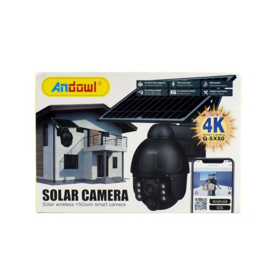 Andowl IP Κάμερα Παρακολούθησης Wi-Fi 1080p Full HD Αδιάβροχη Μπαταρίας με Αμφίδρομη Επικοινωνία σε Μαύρο Χρώμα Q-SX80