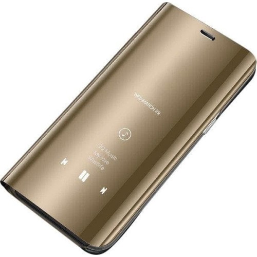 Hurtel Clear View Book Δερματίνης / Πλαστικό Χρυσό (Galaxy A7 2018)