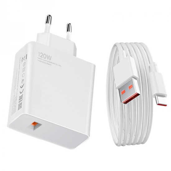 Φορτιστής με Θύρα USB-A και Καλώδιο USB-C 120W Λευκός (Fast)