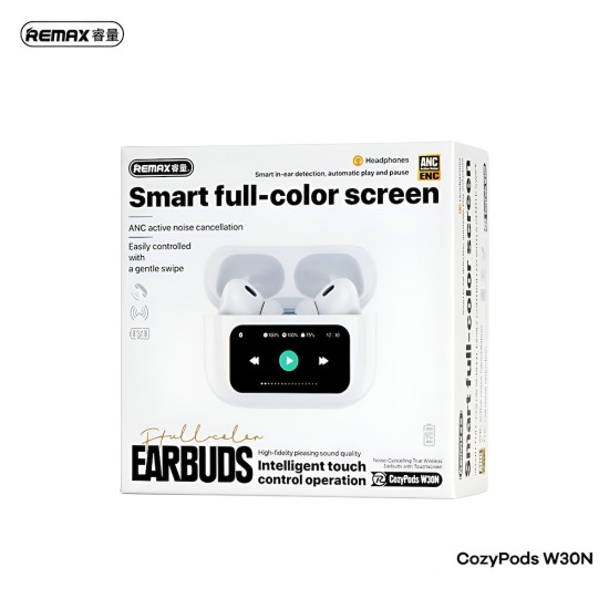 REMAX CozyPods W30N Ασύρματα Bluetooth Ακουστικά με Θήκη Φόρτισης In-Ear TWS Wireless Earbuds - Χρώμα: Λευκό