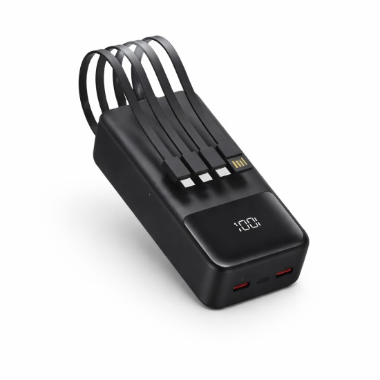 Power Bank TAKEMORE P863 30000mAh 22.5W PD με Ενσωματωμένα Καλώδια & LED Ένδειξη