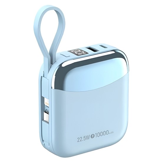 takemore R56J 22.5W Mini Power Bank Γρήγορης Φόρτισης με Καλώδια Type-C & Lightning 10000mAh - Χρώμα: Μπλε takemore R56J 22.5W Mini Power Bank Γρήγορης Φόρτισης με Καλώδια Type-C & Lightning 10000mAh - Χρώμα: Μπλε