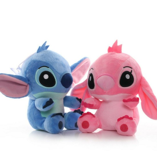 Σετ 2 τμχ Ροζ και Μπλε Anime Lilo and Stitch Plush Toys High Quality Stuffed Toy Stitch Doll Baby Gift 28cm