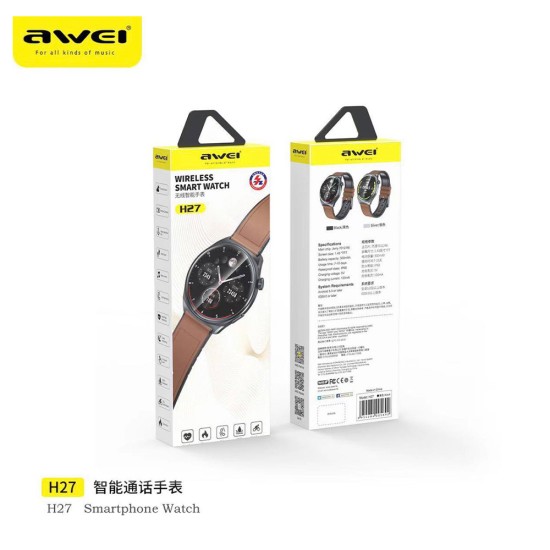 Awei H27 45mm Smartwatch με Παλμογράφο (Καφέ) Awei H27 45mm Smartwatch με Παλμογράφο (Καφέ)