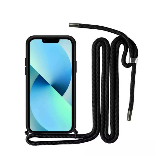 Back Cover Σιλικόνης με Λουράκι Μαύρο (Redmi Note 8) Back Cover Σιλικόνης με Λουράκι Μαύρο (Redmi Note 8)