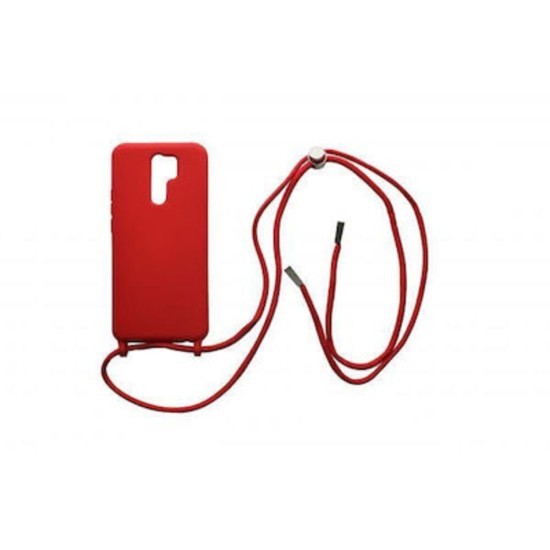 Back Cover Σιλικόνης με Λουράκι Κόκκινο (Redmi Note 8)
