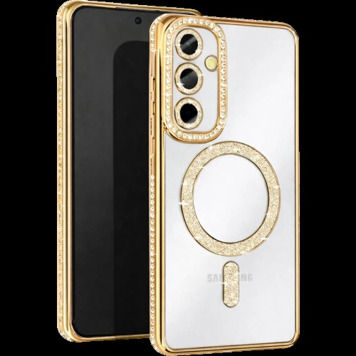 Luxury Magsafe Strass and Glitter Case Samsung Galaxy A26 gold Luxury Magsafe Strass and Glitter Case Samsung Galaxy A26 gold