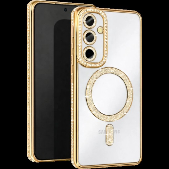 Luxury Magsafe Strass and Glitter Case Samsung Galaxy A26 gold