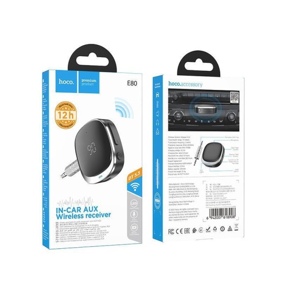 Hoco E80 Bluetooth Αυτοκινήτου για το Ηχοσύστημα (AUX / Audio Receiver) HC-E80