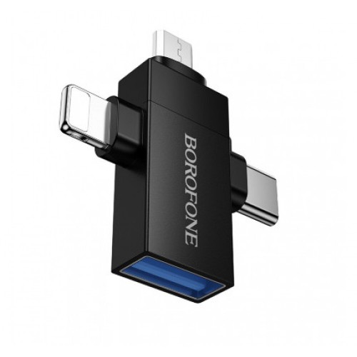 Hoco 5754015515600 Μετατροπέας Lightning / USB-C / micro USB male σε USB-A female