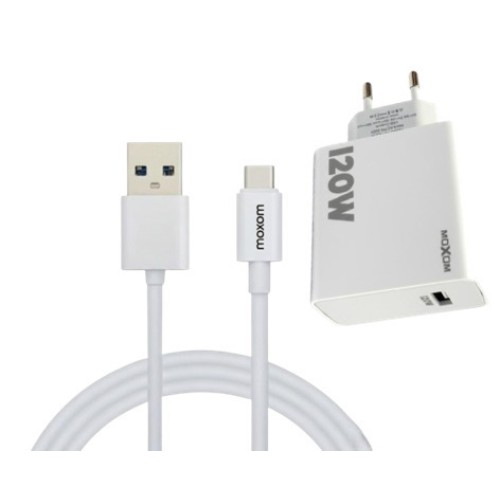 Moxom Φορτιστής με Θύρα USB-A και Καλώδιο USB-C 120W Λευκός (MX-HC246)