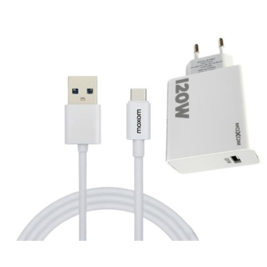 Moxom Φορτιστής με Θύρα USB-A και Καλώδιο USB-C 120W Λευκός (MX-HC246)