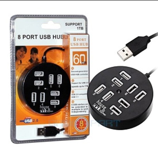 USB 2.0 HI-SPEED Hub 8 Θυρών Με Καλώδιο 60cm