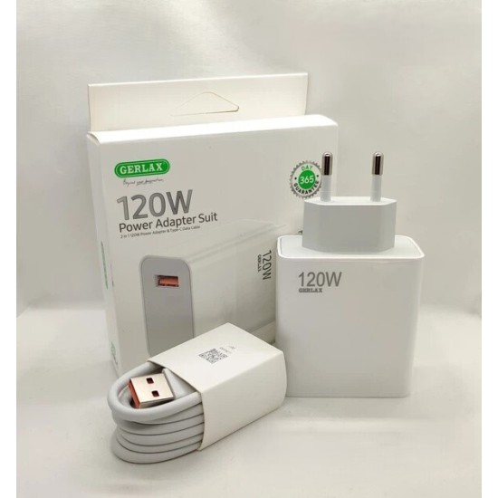Gerlax Φορτιστής και Καλώδιο USB-C 120W Λευκός (A17)