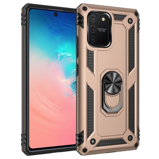 Θήκη iPhone 12 Pro Max Gold Με Σταντ Shockproof TPU + PC Protective Case with 360 Degree Rotating Holder Gold Θήκη iPhone 12 Pro Max Gold Με Σταντ Shockproof TPU + PC Protective Case with 360 Degree Rotating Holder Gold