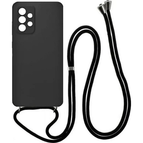Back Cover Σιλικόνης με Λουράκι Μαύρο (Galaxy A32 4G)