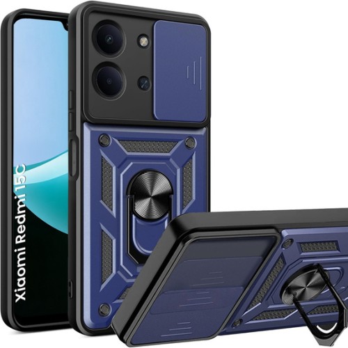 Hybrid Shockproof Ring Back Cover Συνθετική Ανθεκτική Μπλε (Redmi 15C)