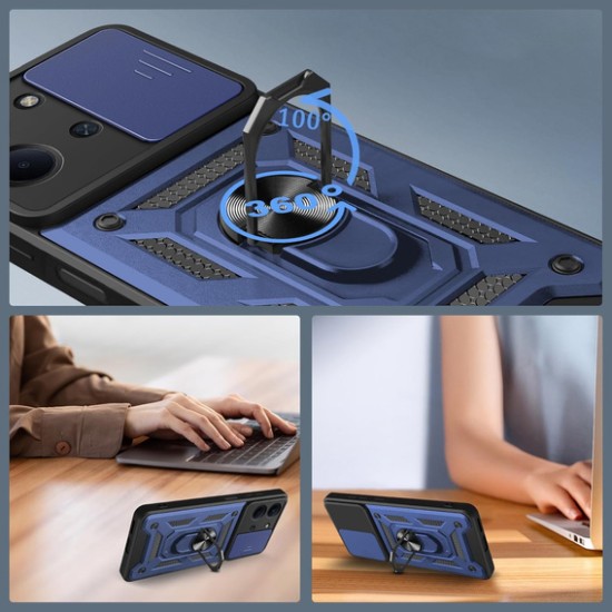 Hybrid Shockproof Ring Back Cover Συνθετική Ανθεκτική Μπλε (Redmi 15C)