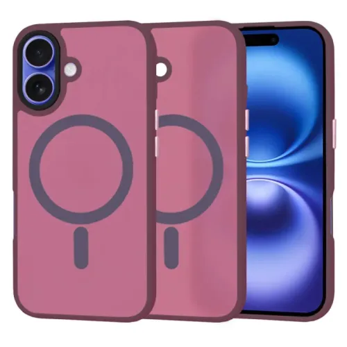Θήκη iPhone 17 Matte Magnetic Series συμβατό με MagSafe φορτιστή, Πλάτη αντικραδασμική από Premium TPU  Μπορντό  + ΔΩΡΟ ΤΖΑΜΑΚΙ ΚΑΜΕΡΑΣ