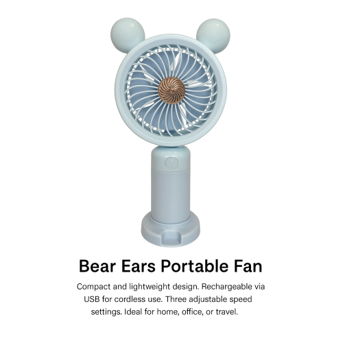 Φορητός Ανεμιστήρας Χειρός - Επιτραπέζιος Bear Ears – USB/Επαναφορτιζόμενος - Γαλάζιο Φορητός Ανεμιστήρας Χειρός - Επιτραπέζιος Bear Ears – USB/Επαναφορτιζόμενος - Γαλάζιο