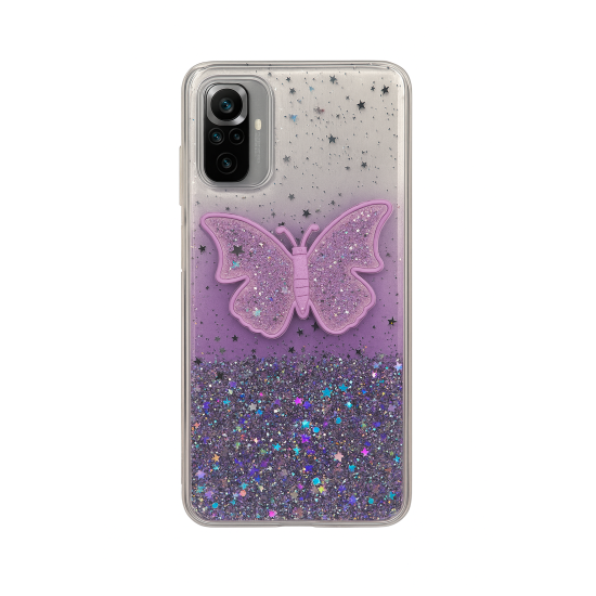 Θήκη Κινητού Glitter Λιλά Butterfly για Xiaomi Redmi Note 10S/ 10 4G/ Poco M5S