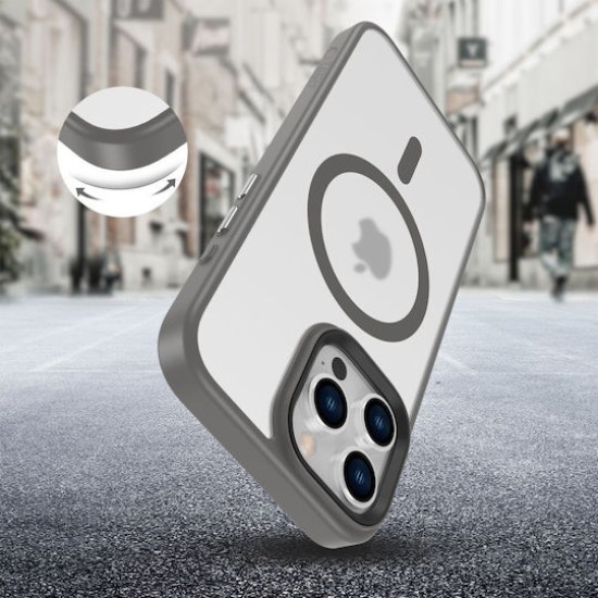 Θήκη  Poco C85 Matte Magnetic Series συμβατό με MagSafe φορτιστή, Πλάτη αντικραδασμική από Premium TPU  Γκρι 