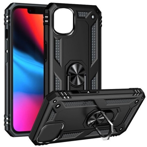 iPhone 15 Pro Max Hybrid Shockproof Armor Case Rotating Ring Car Mount Holder Black (oem)