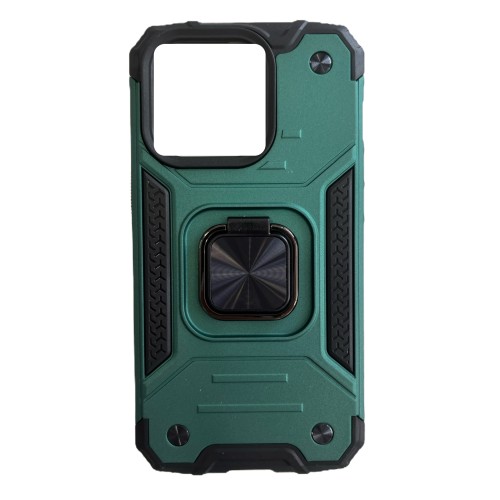 ΘΗΚΗ ANTI FALL FOR IPHONE 15 PLUS  BACK COVER MAGNETIC HOLDER RING ΣΕ ΠΡΑΣΙΝΟ ΘΗΚΗ ΠΛΑΤΗΣ ΣΙΛΙΚΟΝΗ & ΣΚΛΗΡΟ ΠΛΑΣΤΙΚΟ