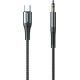 Awei Braided USB 2.0 Cable USB-C male - 3.5mm male Μαύρο 1m (CL-116T)