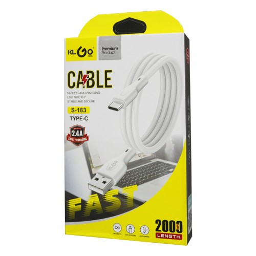 KLGO S-103 USB 2.0 Cable USB-C male - USB-A male Λευκό 1m KLGO S-103 USB 2.0 Cable USB-C male - USB-A male Λευκό 1m