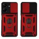 Redmi A5  4G Hybrid Shockproof Armor Case Metal Rotating Ring Car Mount Holder Red (oem)