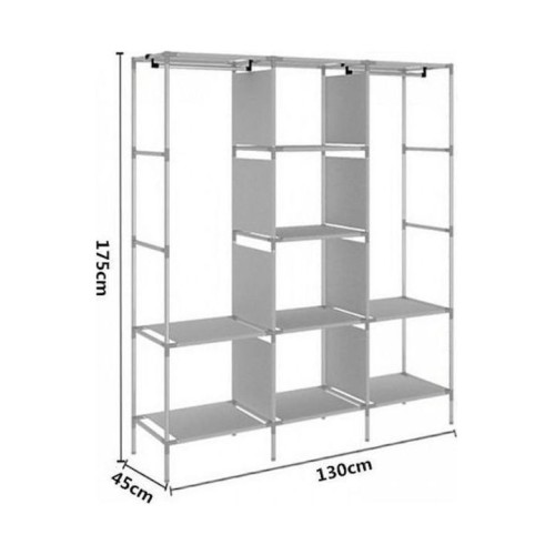 Τριπλή Υφασμάτινη Ντουλάπα Με 8 Ράφια 130x45x175cm OEM, σε καφέ χρώμα Τριπλή Υφασμάτινη Ντουλάπα Με 8 Ράφια 130x45x175cm OEM, σε καφέ χρώμα