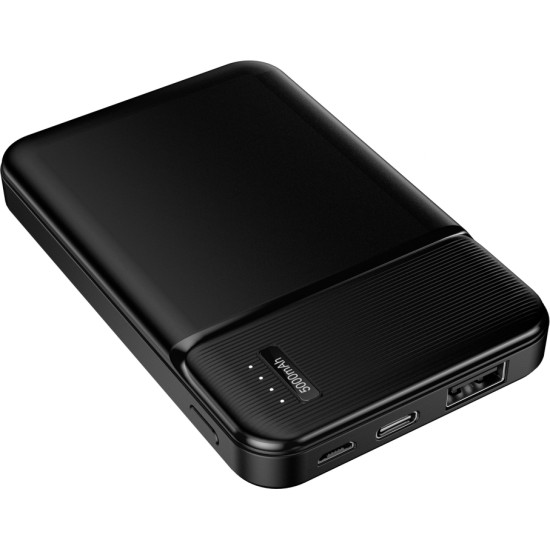 Maxlife MXPB-01 Power Bank 5000mAh με 2 Θύρες USB-A και Θύρα USB-C Μαύρο Maxlife MXPB-01 Power Bank 5000mAh με 2 Θύρες USB-A και Θύρα USB-C Μαύρο