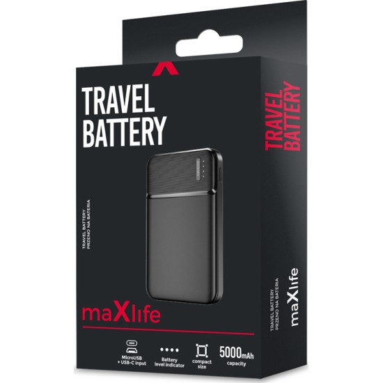 Maxlife MXPB-01 Power Bank 5000mAh με 2 Θύρες USB-A και Θύρα USB-C Μαύρο Maxlife MXPB-01 Power Bank 5000mAh με 2 Θύρες USB-A και Θύρα USB-C Μαύρο