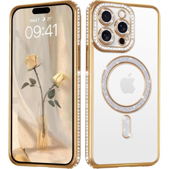 Luxury Magsafe Strass and Glitter Case Χiaomi Poco C85  Χρυσό