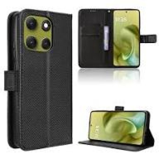  Book Δερματίνης Μαύρο (Motorola Moto G86)