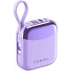 Takemore Mini Power Bank Διπλής Έξοδου USB-A USB-C Με Καλώδιο Φωτισμού USB-C 22.5W 10000 mAh, R56J Mωβ