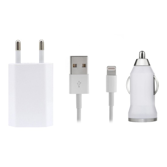 OEM Σετ Φορτιστή (Ταξιδιού + Αυτοκινήτου) Lightning 1.0A Λευκό OEM Σετ Φορτιστή (Ταξιδιού + Αυτοκινήτου) Lightning 1.0A Λευκό