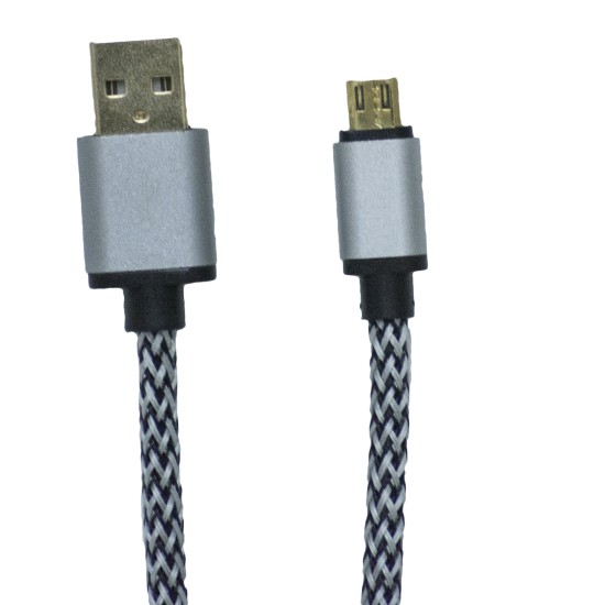 OEM Καλώδιο Φόρτισης + Μεταφοράς Δεδομένων Micro USB Με Κορδόνι Ασημί - 1 m